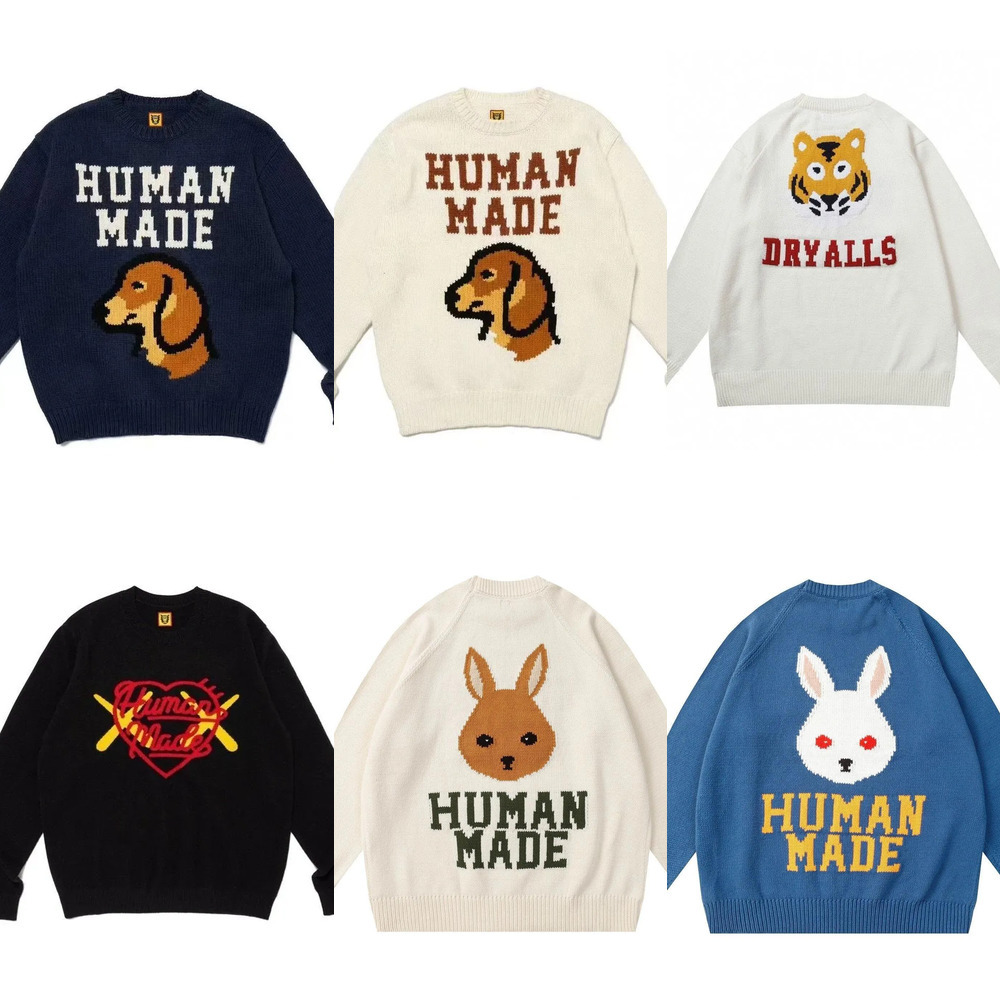 Designer Mens Sweater Japanese Retro Human Heart streetwear Knitted Long Sleeve Pullover Top Unisex Sweater Warm Jumpers Humanmades Pattern Knitwear