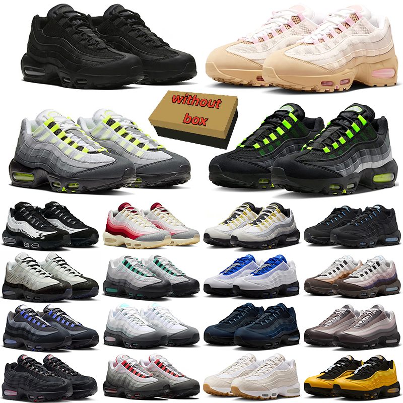 With box mens womens outdoor sports trainers sneakers triple black white Bubble Wolf Grey green navy blue pink red running shoes designer 95 95s men