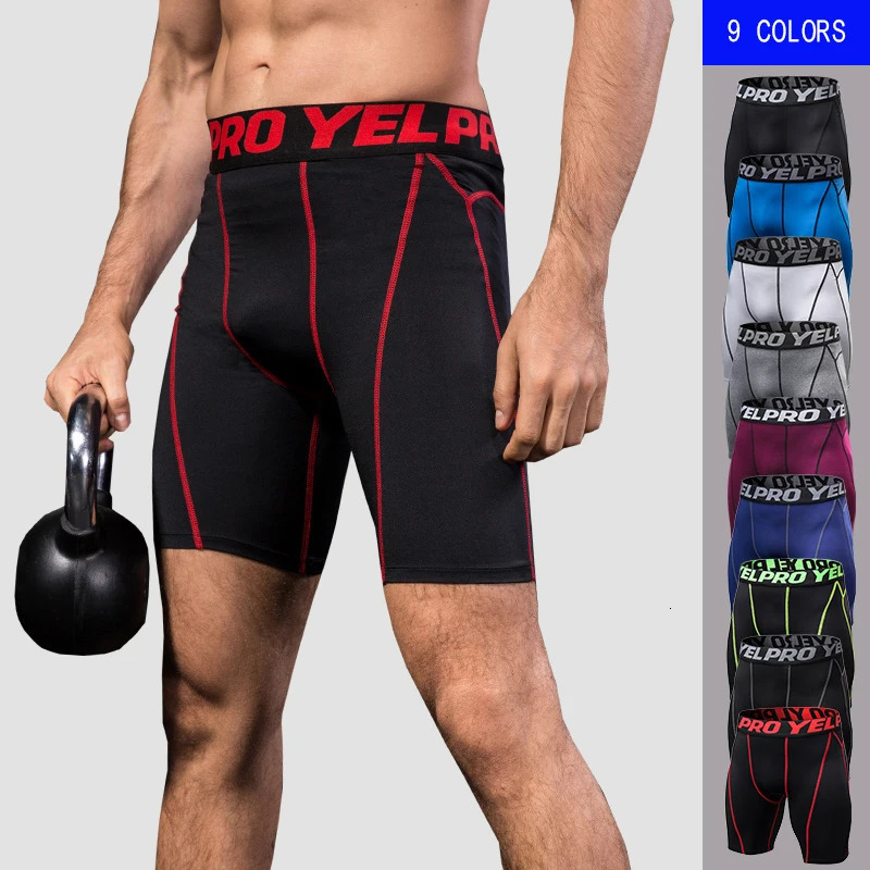 Pantaloncini a compressione da uomo Pantaloni sportivi da fitness ad asciugatura rapida Corsa da allenamento Maratona Pantaloncini da basket Pantalo
