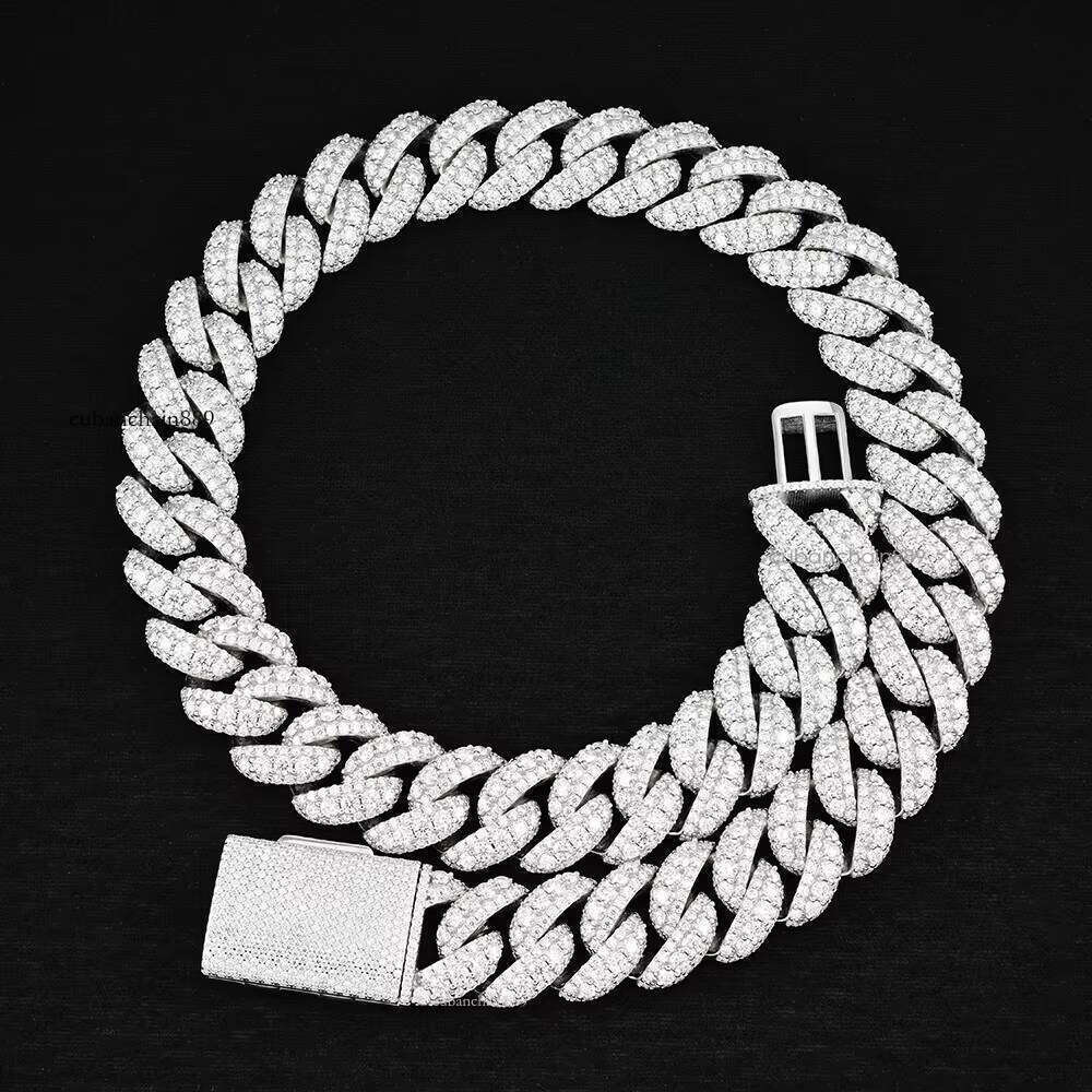New model18mm Luxury Moissanite 925 Sterling Silver Thick Iced VVS Clear Hip Hop Style Raised Pointer Cuban Chain