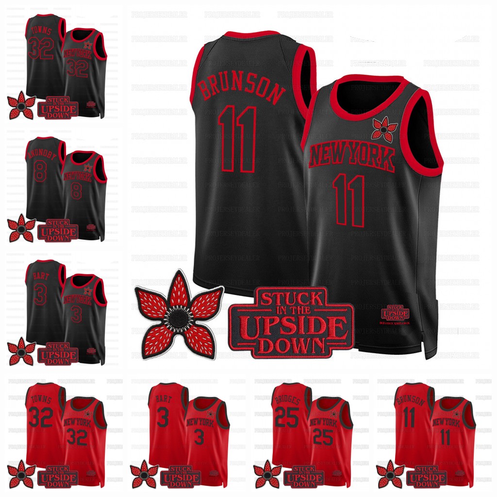 11 Jalen Brunson NewYork Knicks 2026 Finals Stranger Things Basketball Jerseys Josh Hart Karl-Anthony Towns OG Anunoby Mikal Bridges Mitchell Robins