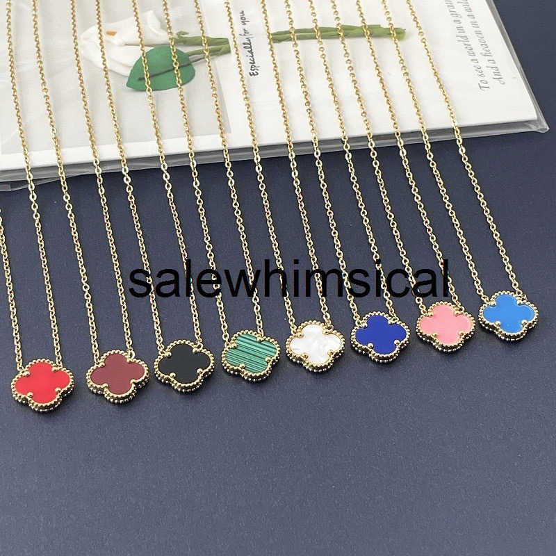 Designer Necklace Four-leaf clover necklace for women double-sided stainless steel collarbone chain 15mm side groove light luxury niche jewelry acce