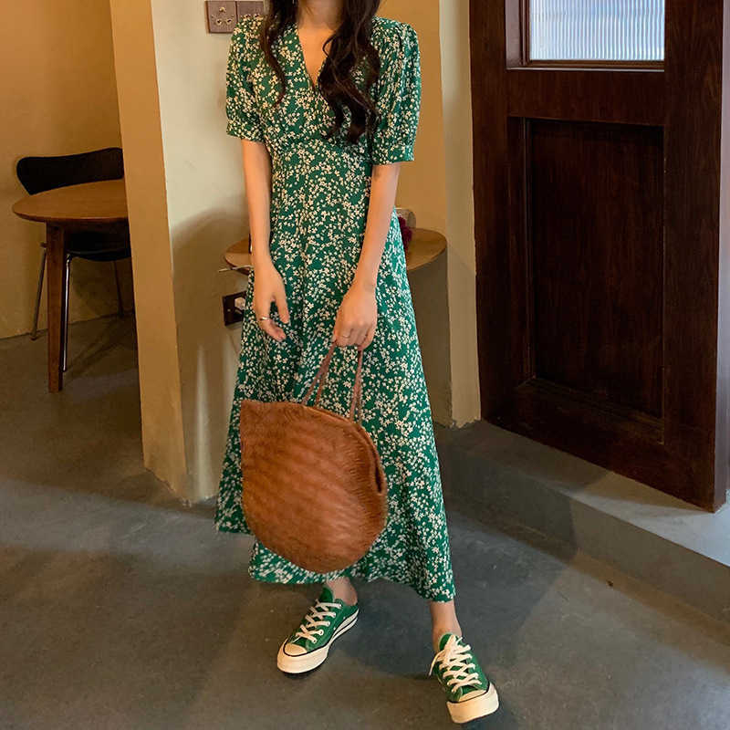Dresses Casual Print Chic French Long Dress Party Summer Casual Dresses V-neck Boho Beach Sundress Clothing Women S260612