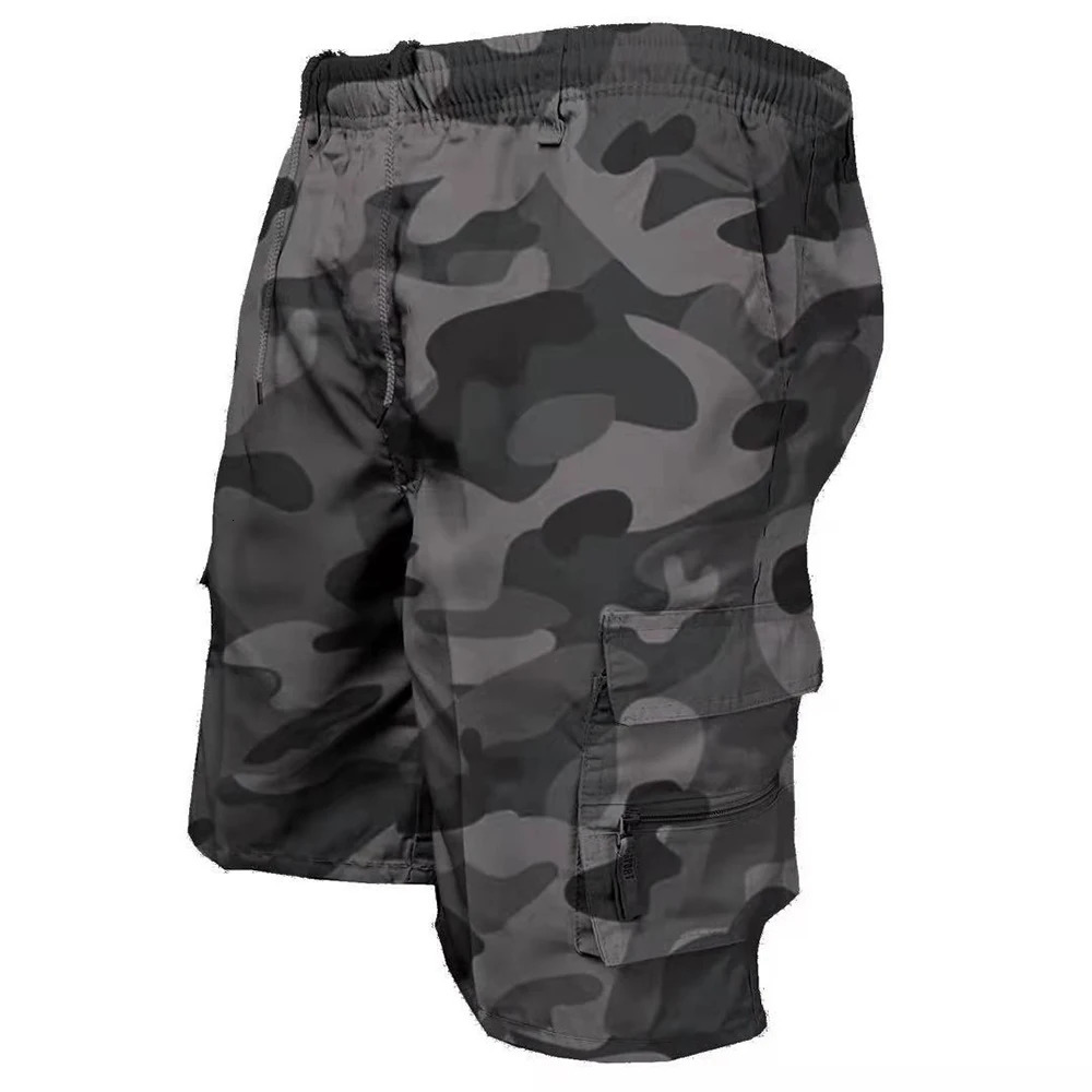 Mens Tactical Shorts Summer Casual Jogging Cargo Loose Multipockets Elastic Waist Work Hiking Overalls Short Pants 260612