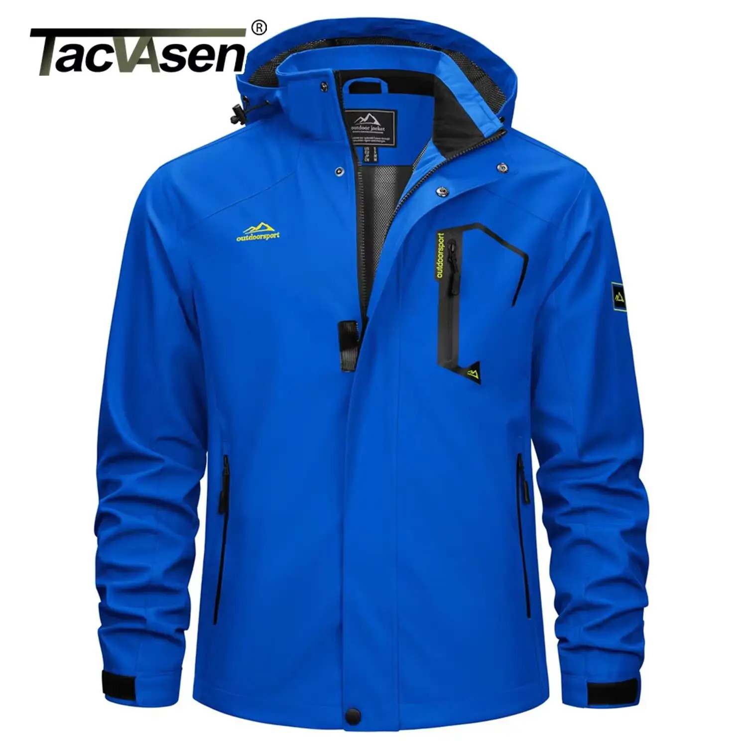 TACVASEN Lightweight Hiking Jackets Mens Waterproof Rain Jacket Mesh Lined Trekking Fishing Outdoor Windbreaker 260612