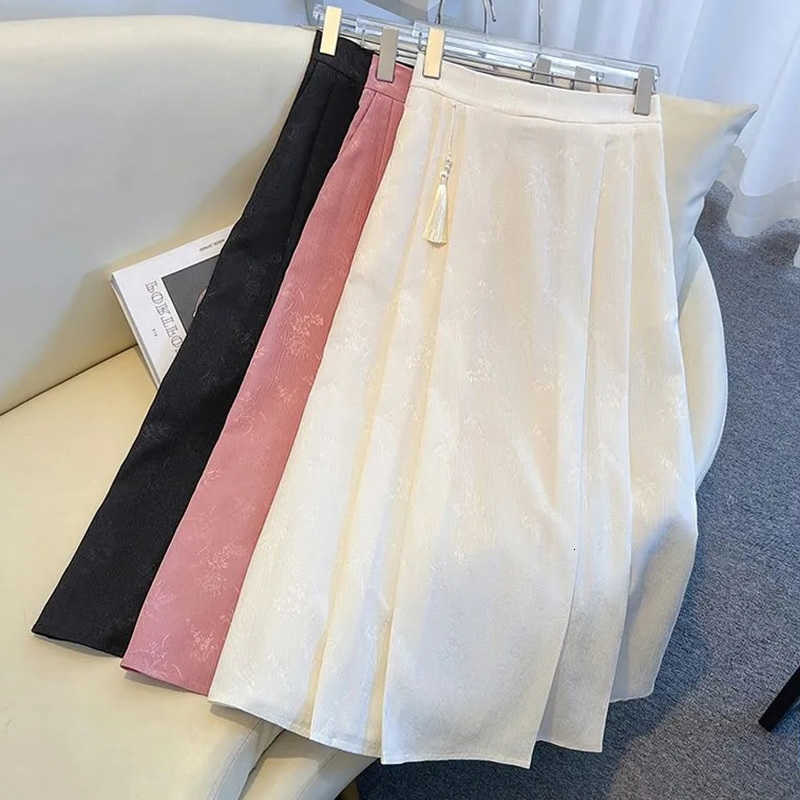 Fashion Women 2024 New Summer Chinese Traditional Skirtss Comfortable Baggy Elastic Dress Female Versatile Slimming Skirts M260612