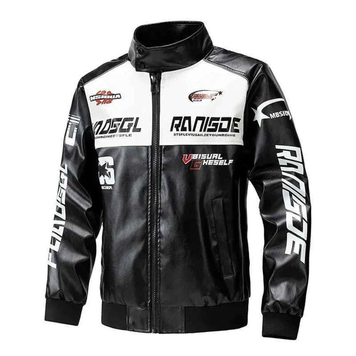 Mens Designer Street Racing Waterproof PU Leather Fashionable Jacket Motorcycle Clothing Free Ship 66