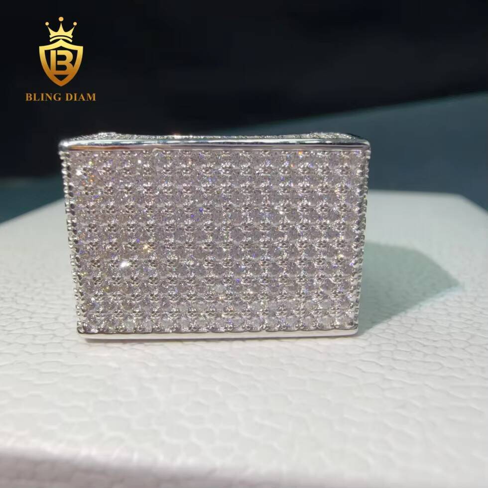 33ct Rapper Wholesale Hiphop 925 Sterling Silver Engagement Moissanite Ring VVS Fine Moissanite Jewelry for Men High Quality