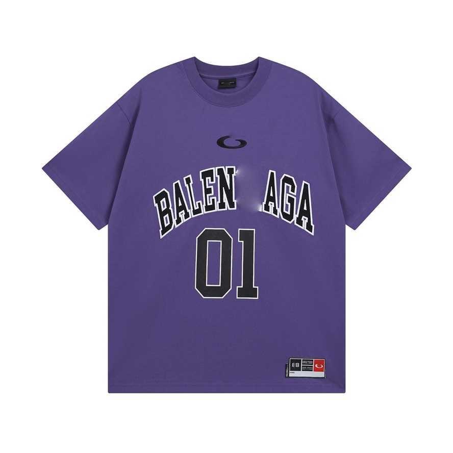 Version Paris B Short Sleeve Summer New Basketball Jersey Letter Embroidery Round Neck Loose Fit Unisex Couple T-Shirt{category}{category}7F3R