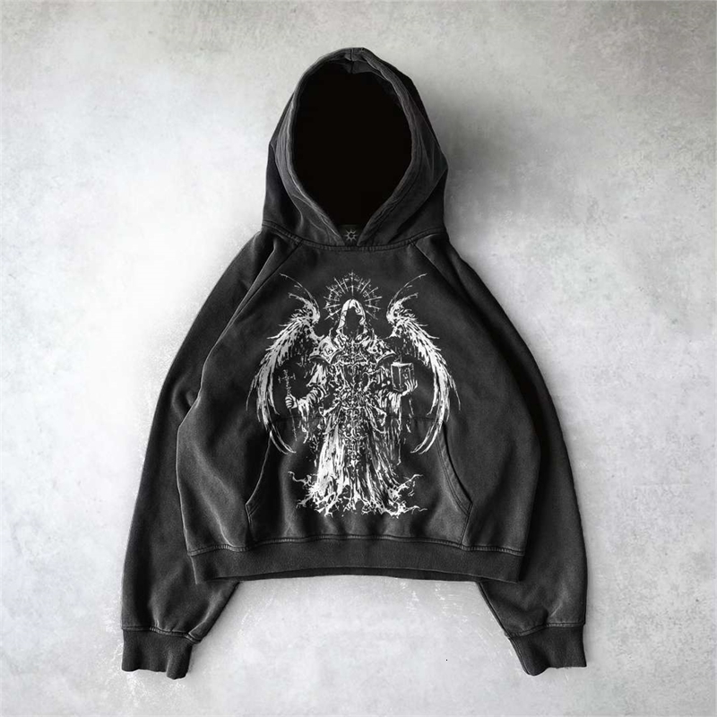 Harajuku y2k gothic white print n pattern black hoodie goth oversized hoodies women streetwear tops sweatshirt men clothing 260605