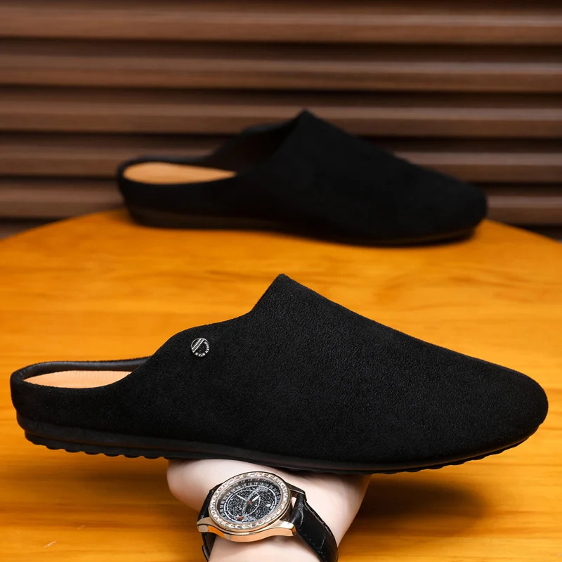 Office Casual Soft Bot Mule Slippers Mens Large Size SlipOn Clog Sle Breathable Flat Heel PU Leather Men oes 260611