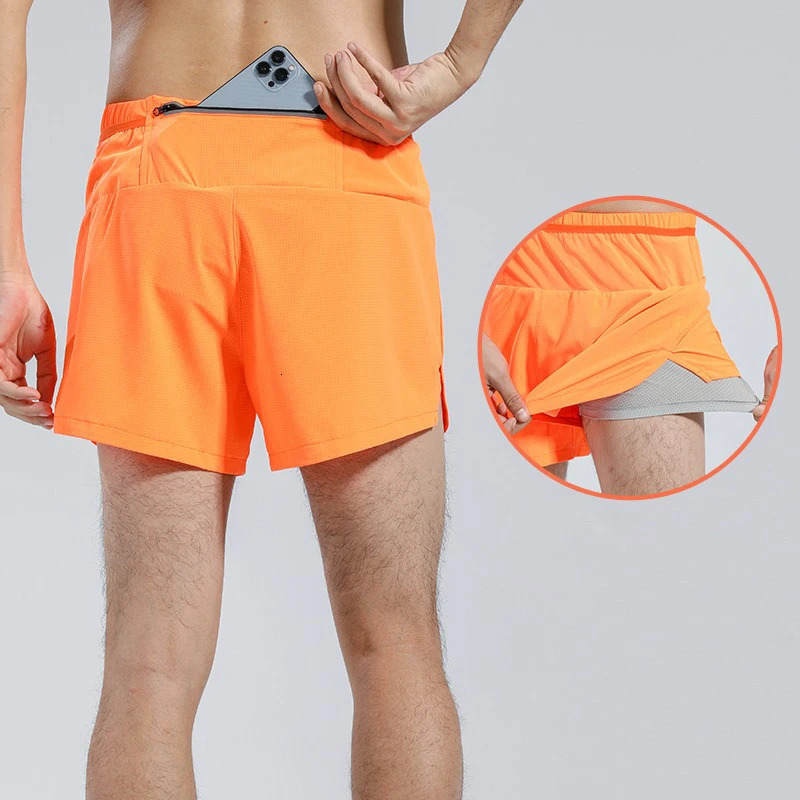 Men Running Shorts Sports Shorts 2 In 1 Quick Dry Professional Marathon Workout Training Gym Fitness Jogging Pants Waist Bag 260612