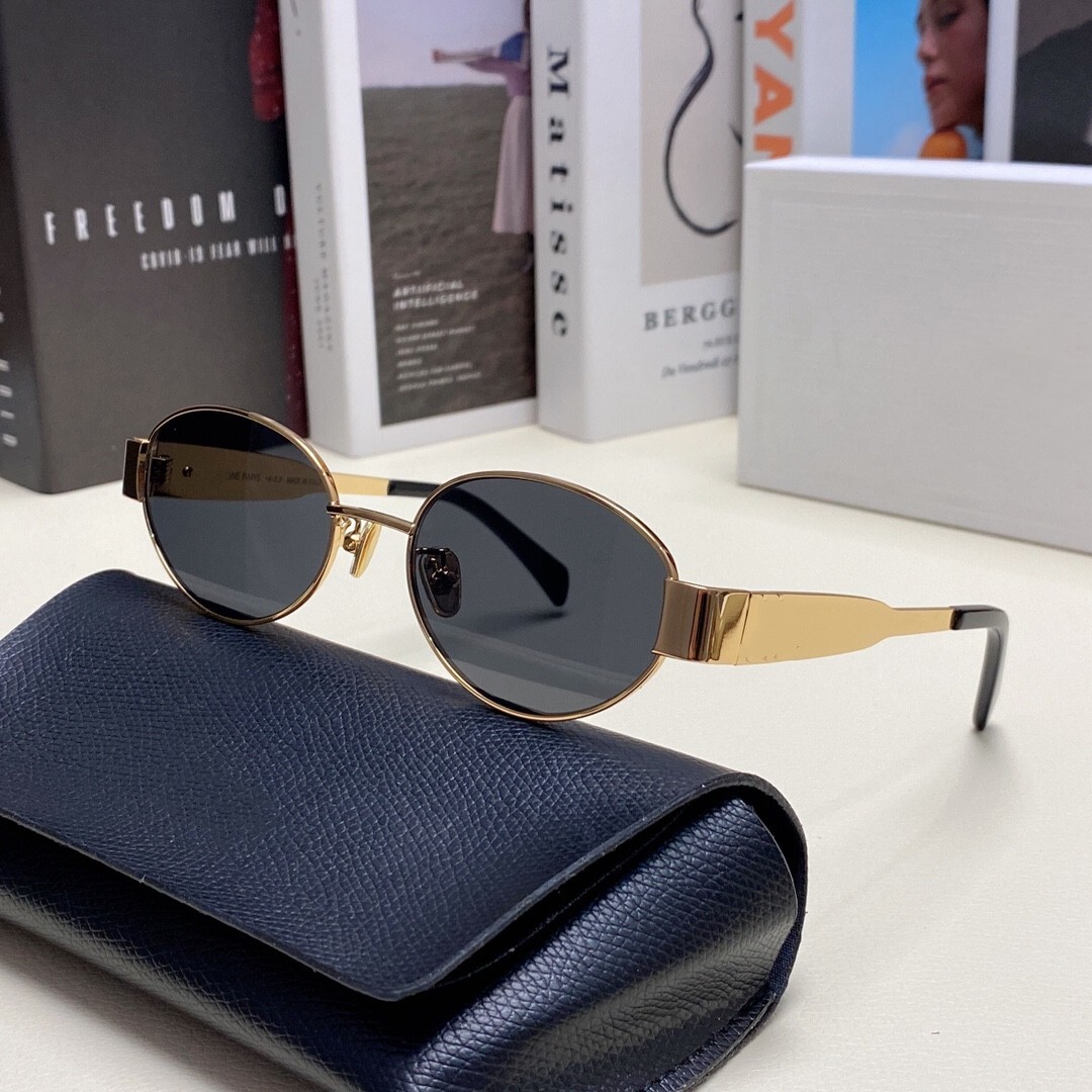 high quality CL 43235 Cat Eye sunglasses for women Designer Luxury Retro Oval Metal Women Vintage Sunglasses UV400