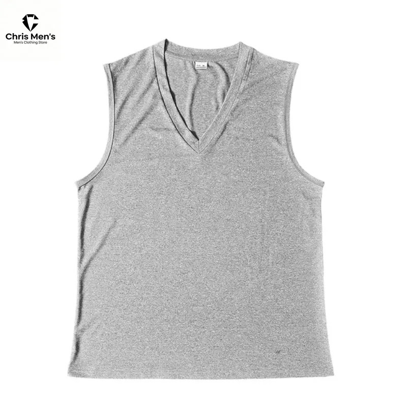Mens Solid Black V Neck Tank Top Fitted Sleeveless Muscle Shirt Sexy Deep Cut Casual for Daily Gym Wear 260601