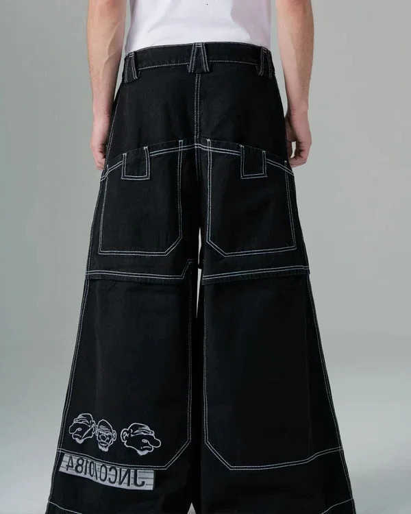 Jeans Mens JNCO Hip Hop Big Pocket Oversized Pants Graphic Print Loose Women Harajuku High Waisted Wide S260612