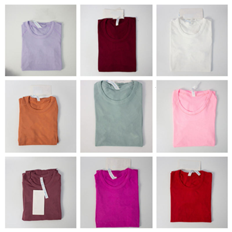 1.0 Womens Yoga T-shirt Knitted sports 2025 short sleeved quick drying round neck quick fitness T-shirt Tight jogging fitness suit