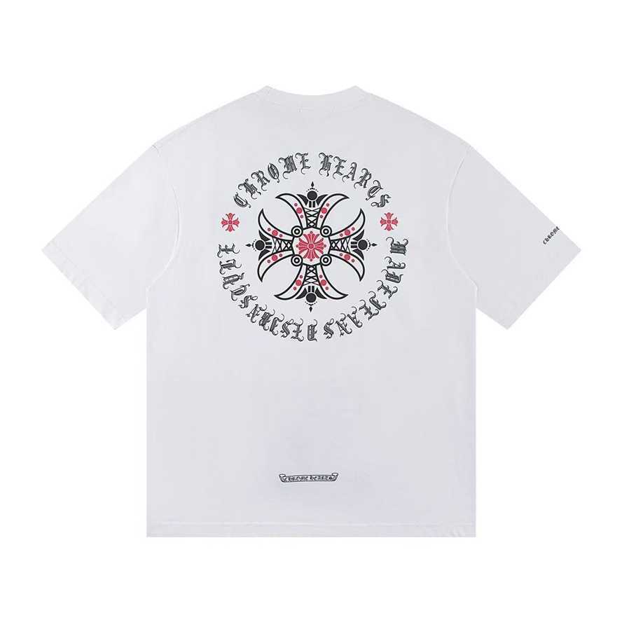 Correct version of CH Chrome new model cross and Sanskrit print short-sleeve T-shirt for couples{category}{category}SDB4