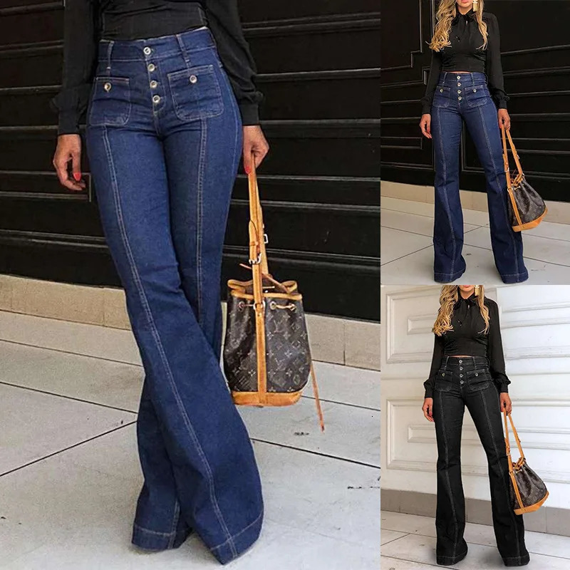 2026 Women High Waist Stretch Slim Fit Patchwork Flare Denim Pants Fashion Slimming Y2K Bell Bottom Jeans 260612