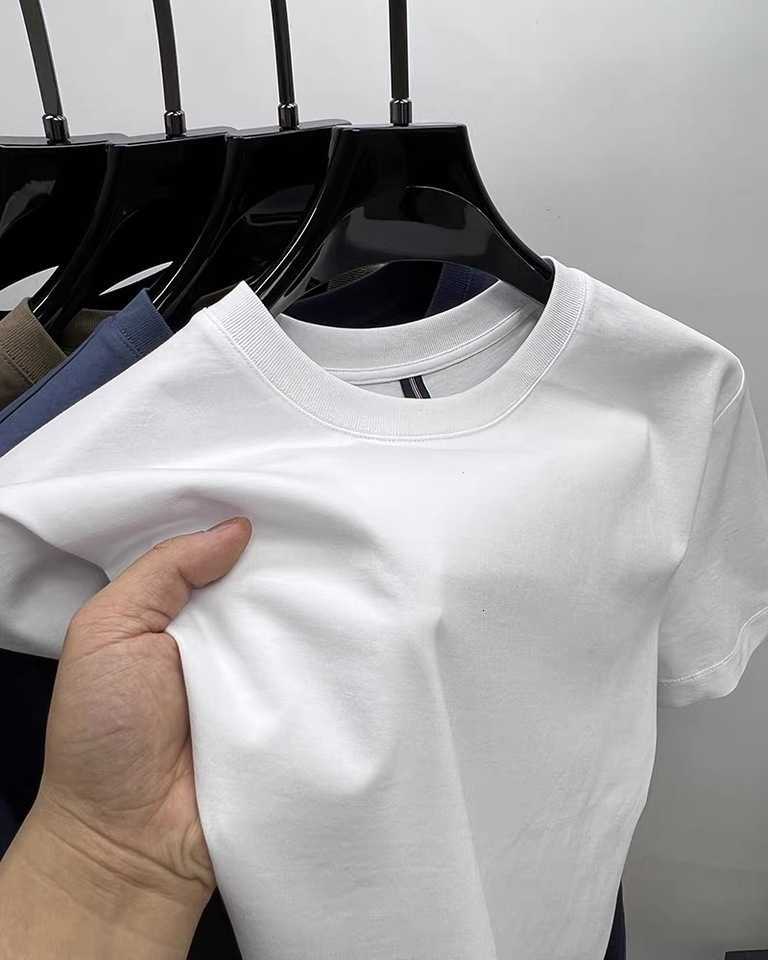 ice silk cotton Fashion short sleeve T-shirt simple solid color casual versatile round neck summer breathable mens top M260612