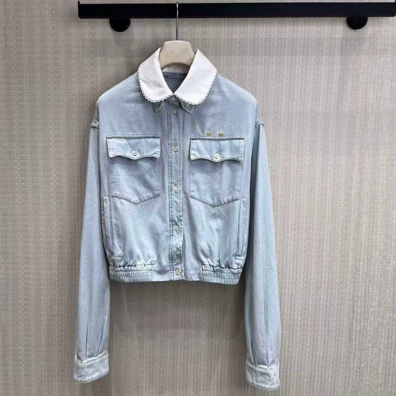 Designer Women's Jackets 26M woman Summer New Simple Letter Embroidery Versatile Slimming Distressed Doll Collar Denim Jacket