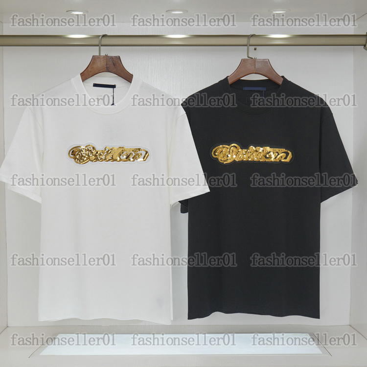 Designer Summer Mens T Shirt Tshirt clothing Geometric paris gold sequin Pattern Womens T-shirt Classic Luxury Casual cotton black white Tops Tees