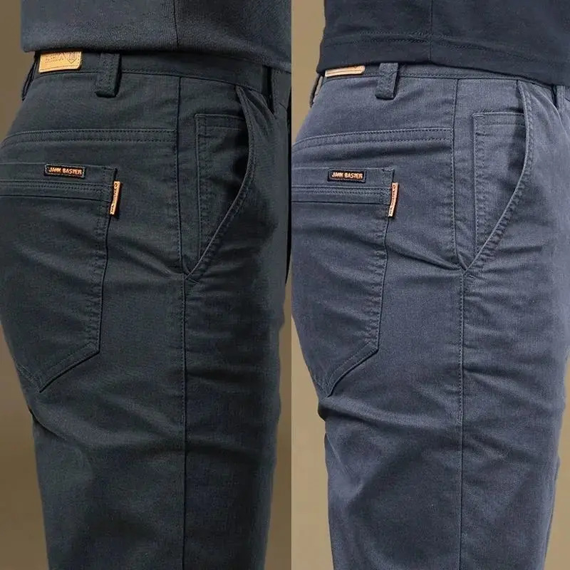 2026 Summer Thin Cotton Mens Casual Pants Trendy Versatile Elastic Light Business Trousers Work Formal Slim Straight 260612
