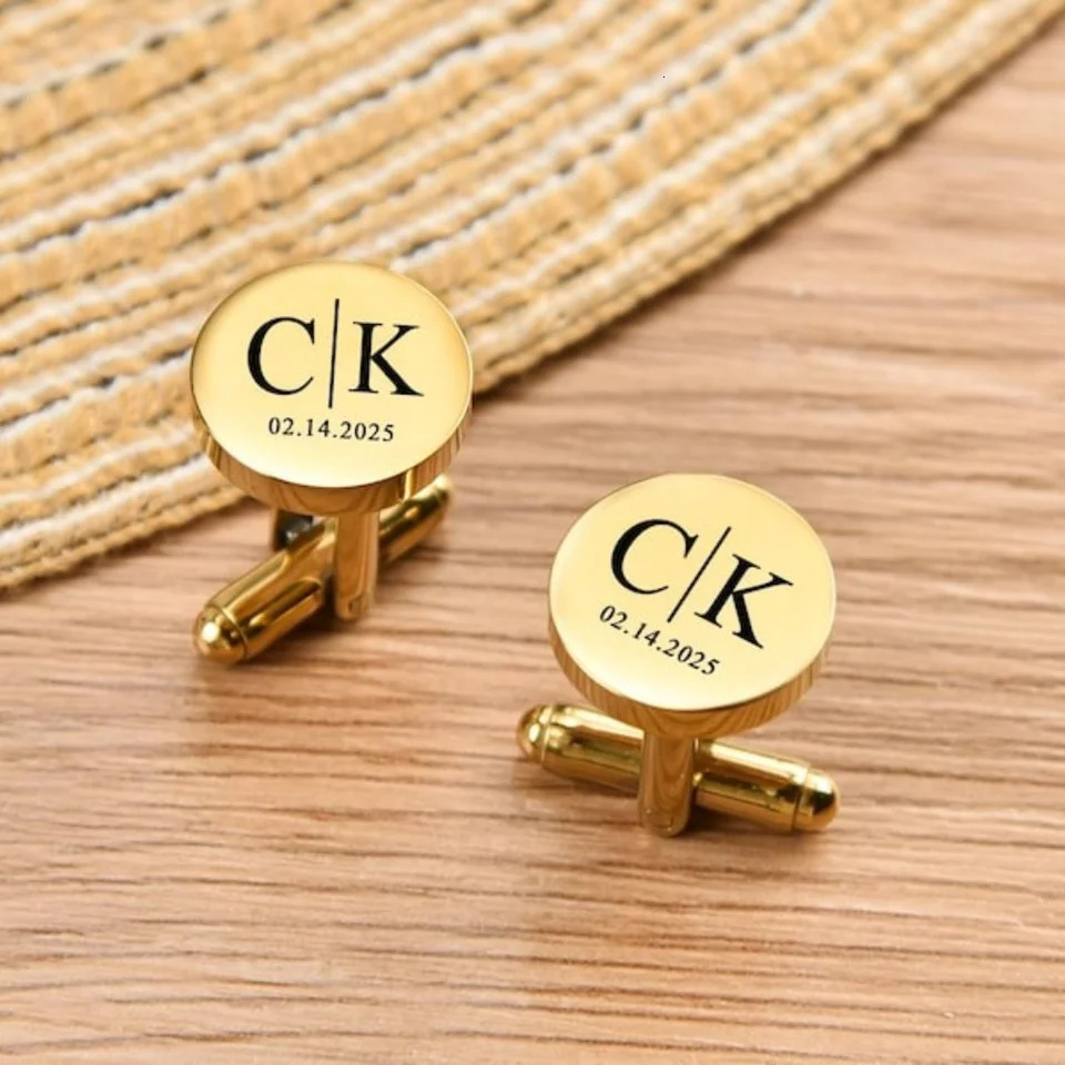 Personalized Name Cufflinks for Groom Stainless Steel Custom Text Cufflinks for Men Wedding Groom Man Initials Jewelry Gift 260609