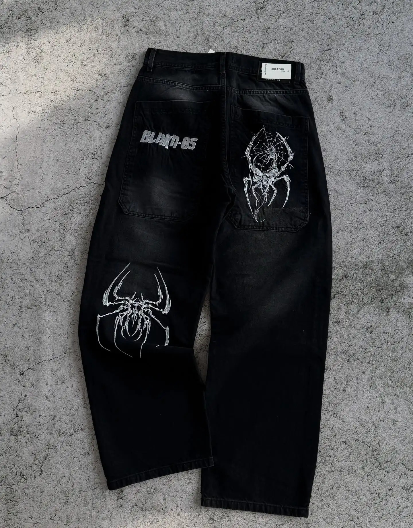 Hip Hop Gothic Retro Spider Pattern Embroidery Baggy Jeans Y2k America Trendy Punk Mens Straight Wide Leg Denim Pants Black Jean 260611