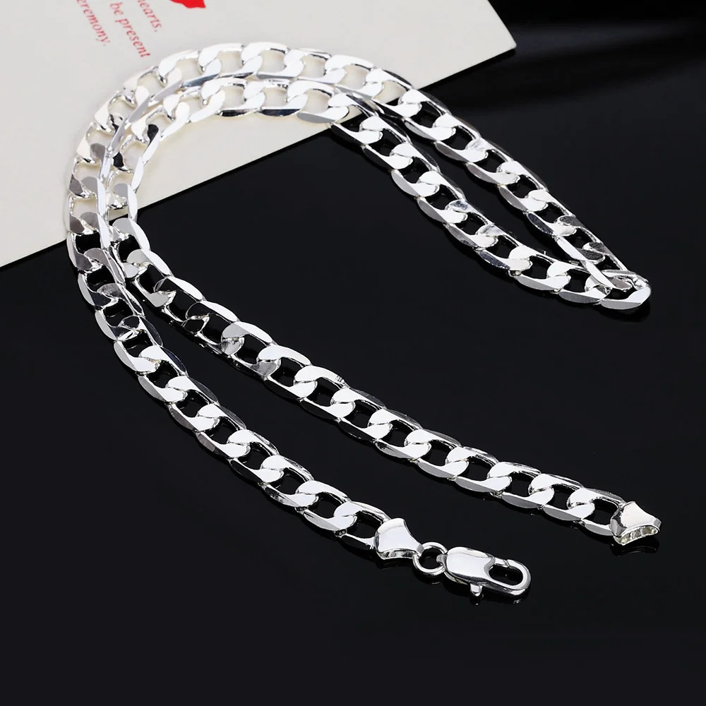 925 Sterling Silver 6MM Necklace Cuban link chain Jewelry classic 40-60cm For women men fashion Christmas gift 260610