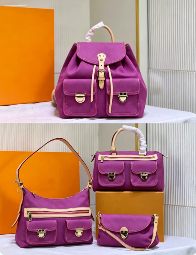The most popular purple Ladies Beach Bag Large capacity single shoulder Handcrafted tassel denim print commuter M44460 M44464 M44472 M44470-image-1112148582