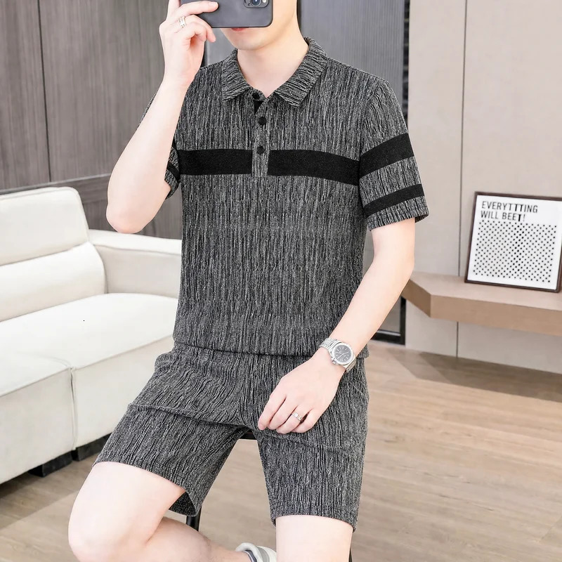 2026 Mens Polo Shirt Set Summer Embroidered Contrasting Color Lightweight ShortSleeved TShirt