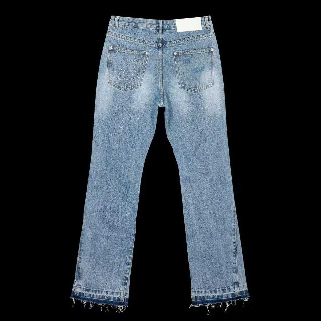 Y2K American Retro Trend Harajuku Men And Women Slim Jeans Fashion Hip-Hop Geometric Embroidery Gothic Casual Micro-Flared Jeans T260410