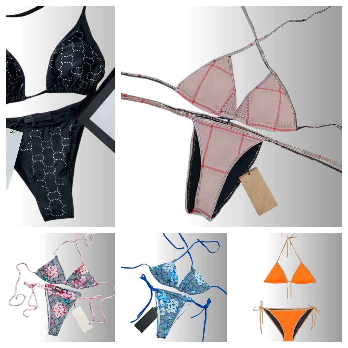 bikini set for woman High quality size S-XL Summer Swimsuits womens wear Alphabet Black white green blue red comfort plaid chain sexy mixed cotton b