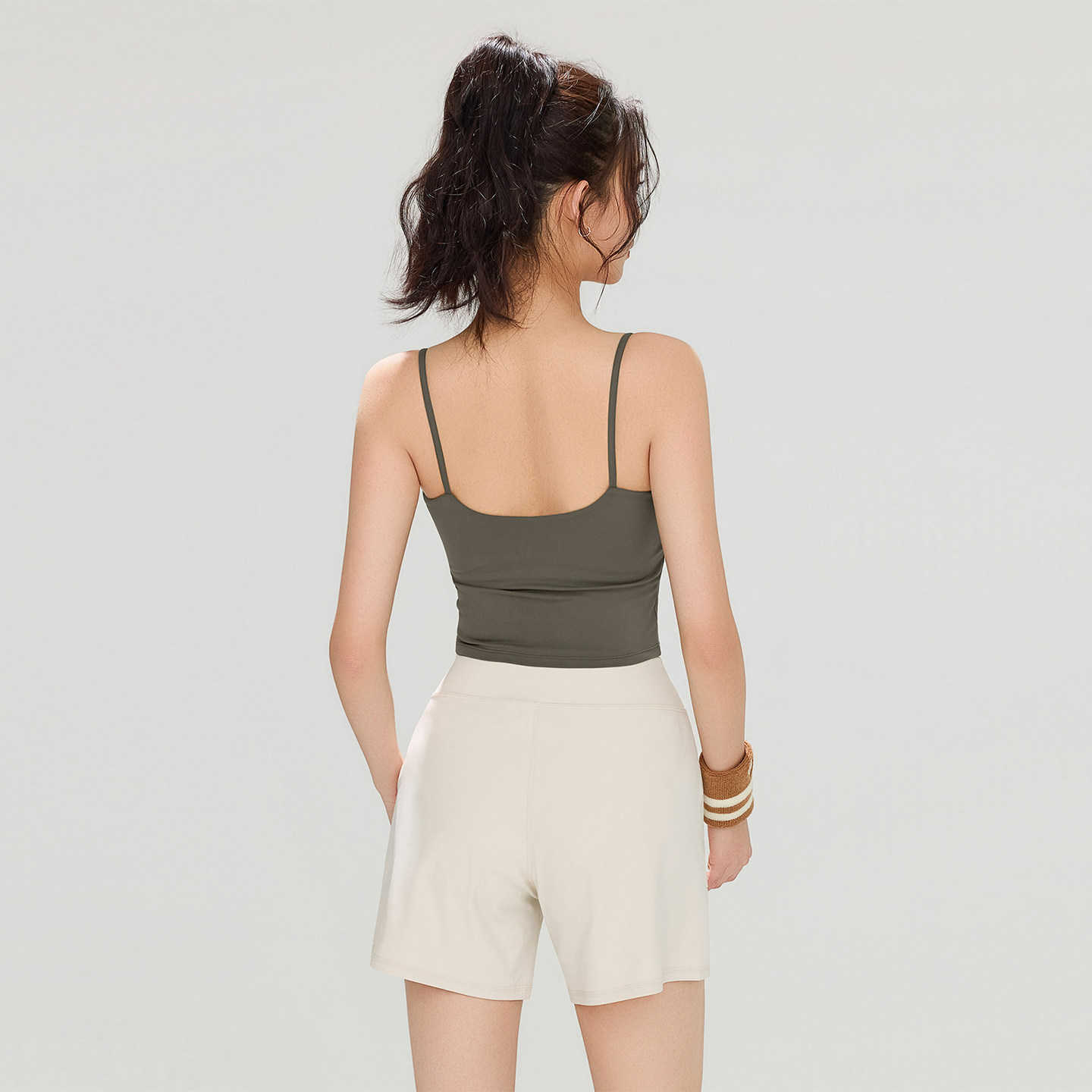 Womens summer yoga tank top with cushioning and chest pads sports bra for Pilates training and fitness L260612