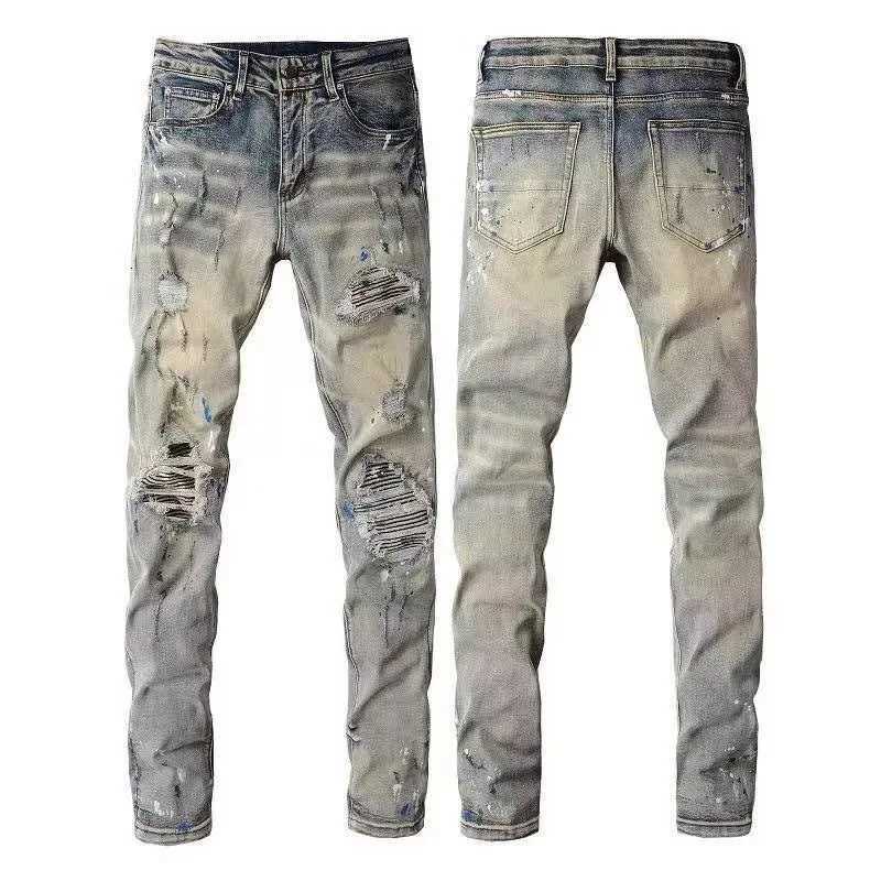 Autumn and Spring Fashion Retro Sports Straight Leg Ripped Jeans Mens Comfortable Breathable Elastic High-Quality Denim Pants T260410