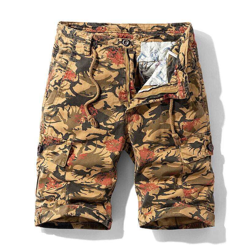 New Summer Men Camouflage Cargo Jogger Man Multi Pockets Loose Tooling Pants Quality Male Cotton Casual Shorts 8 26Y0613