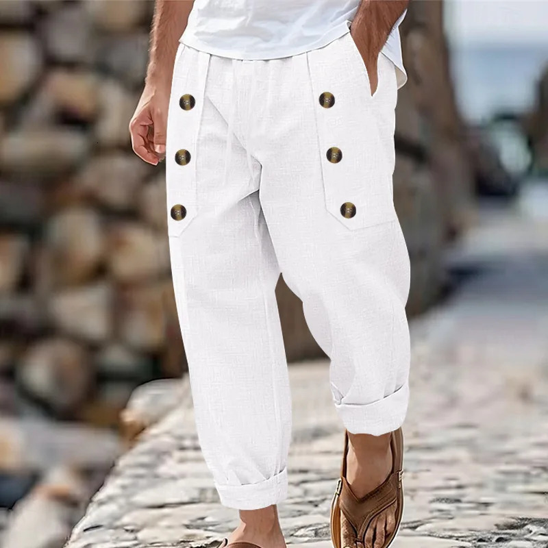 2026 Mens Casual Pants Male Summer Breathable Trousers Solid Color High Quality Sweatpants Hawaiian Beach Sports Jogging 260613