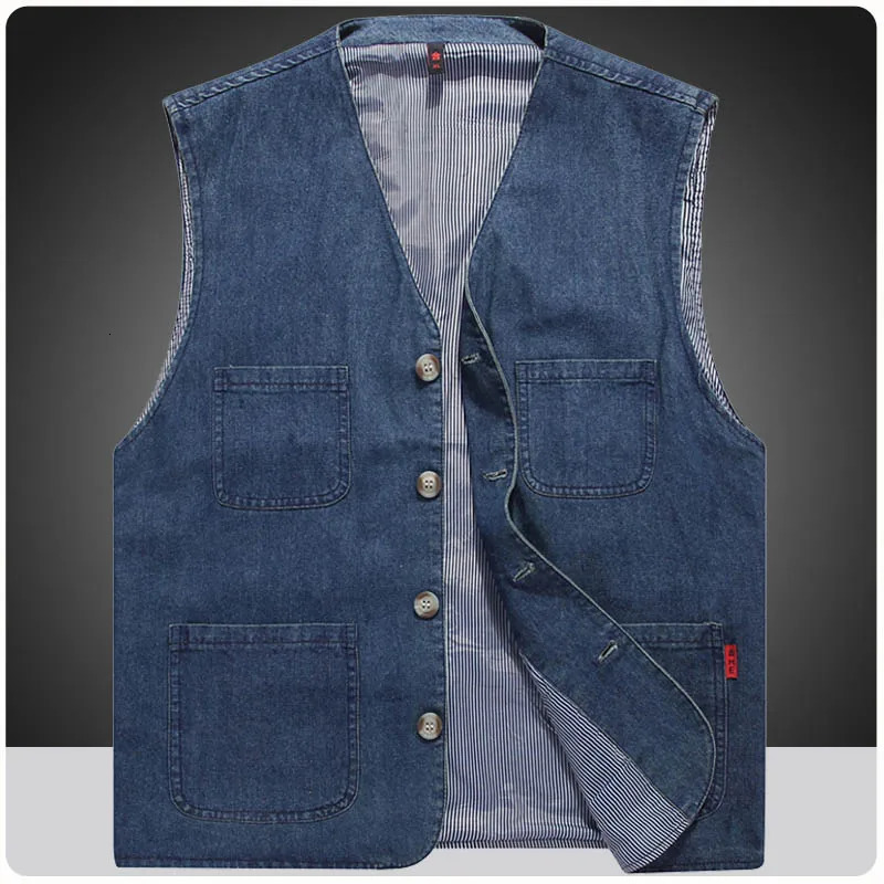 Mens Casual Denim Cotton Utility Vest Button Up Outdoor Pocketed Waistcoat Men Casual Slim Fit Sleeveless Jacket Vests Clothing 260612