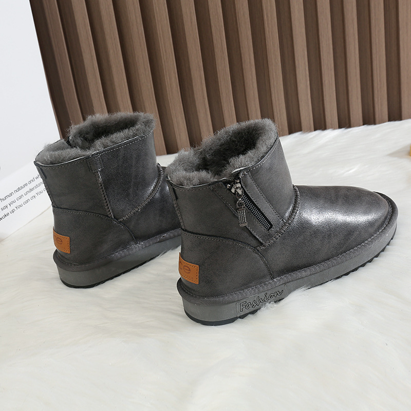 CE new Free shipping luxury Snow Boots Fur and fur integrated snow boots in winter with thick fleece and warm shiny anti slip cotton shoes