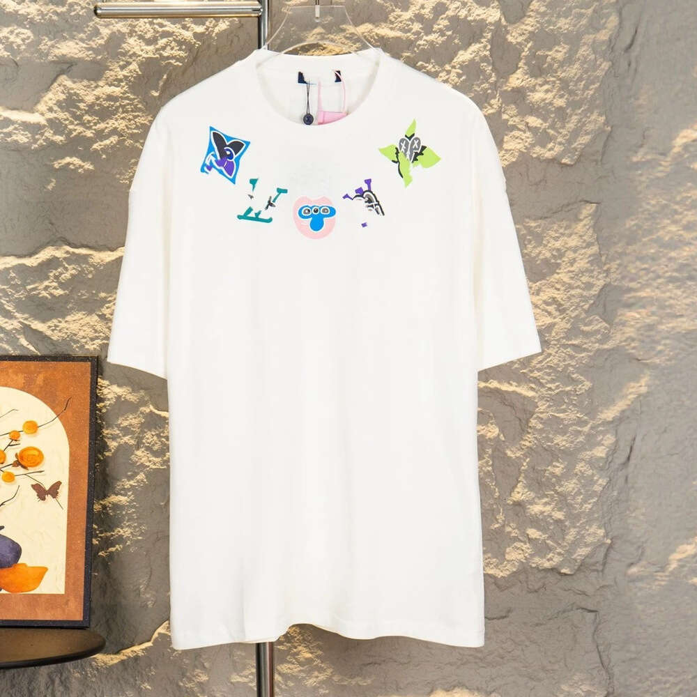 Camiseta de diseñador para hombre Nueva colección de verano con estampado de logotipo bordado Camiseta holgada de manga corta con cuello redondo par