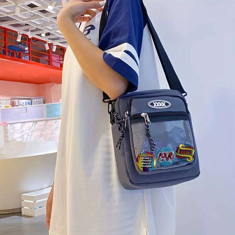 Trendy Fashion Canvas Crossbody With Zipper Closure, Stylish Shoulder Bag For Work Commute And Casual Daily Use