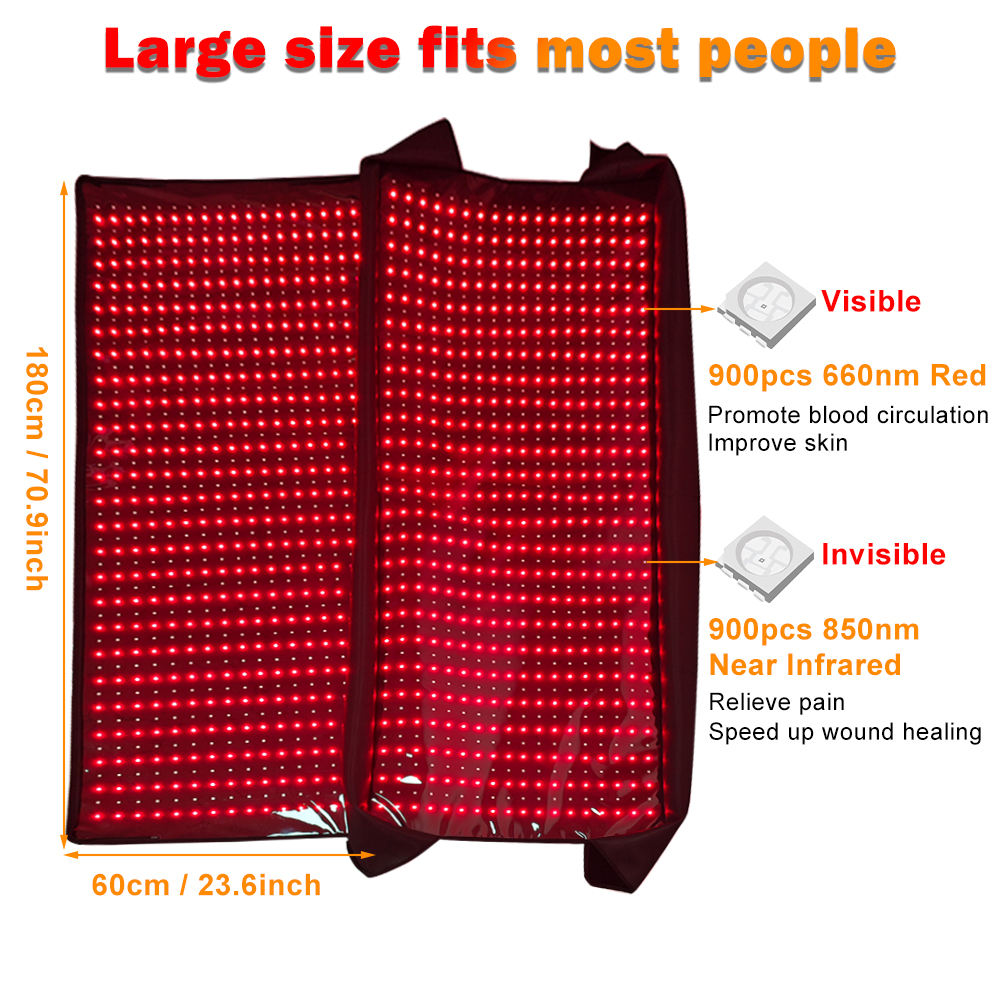 Red Light Therapy With Infrared Red Light Blanket 60x180CM Body Large Mat for Pain Relief