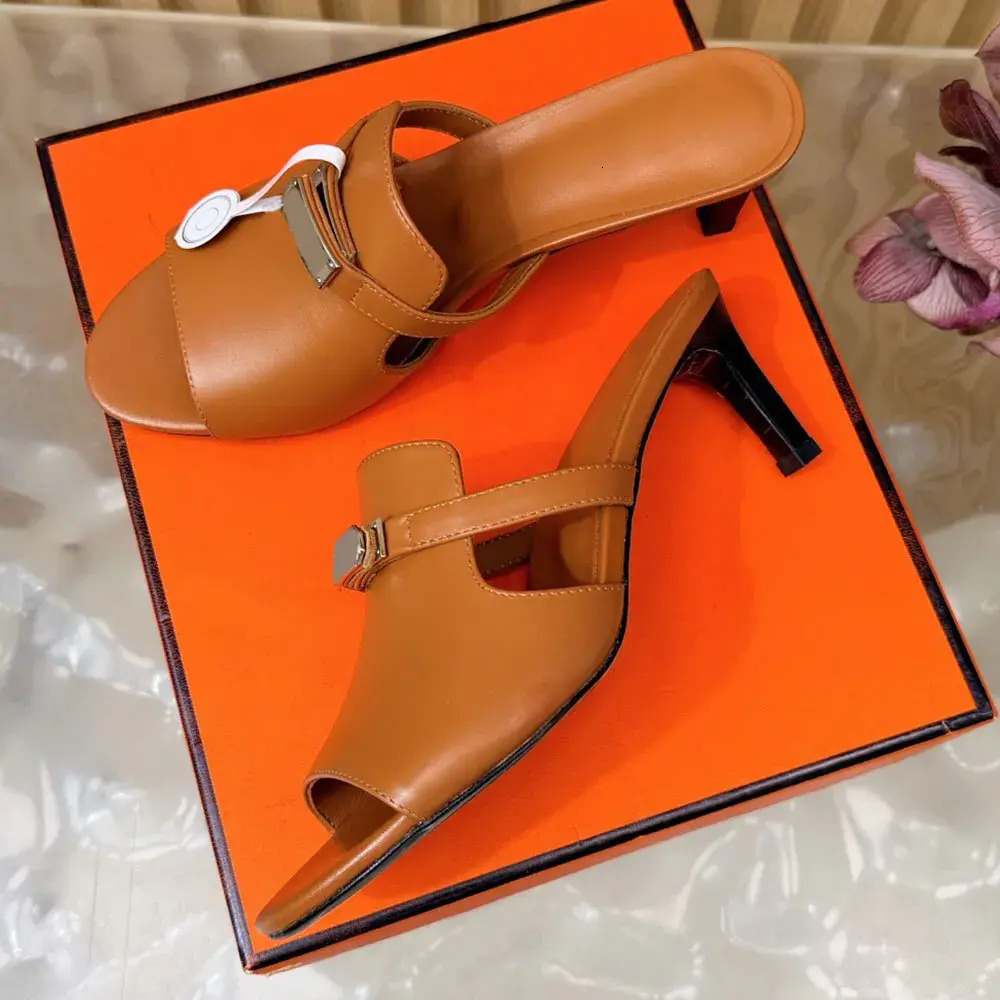 2026 New Designer Slide Sandal Dress Women Formal Ladies Leather High Heel Shoes Women's Soft Flat Sandals - Classic Fashion For Spring/Summer