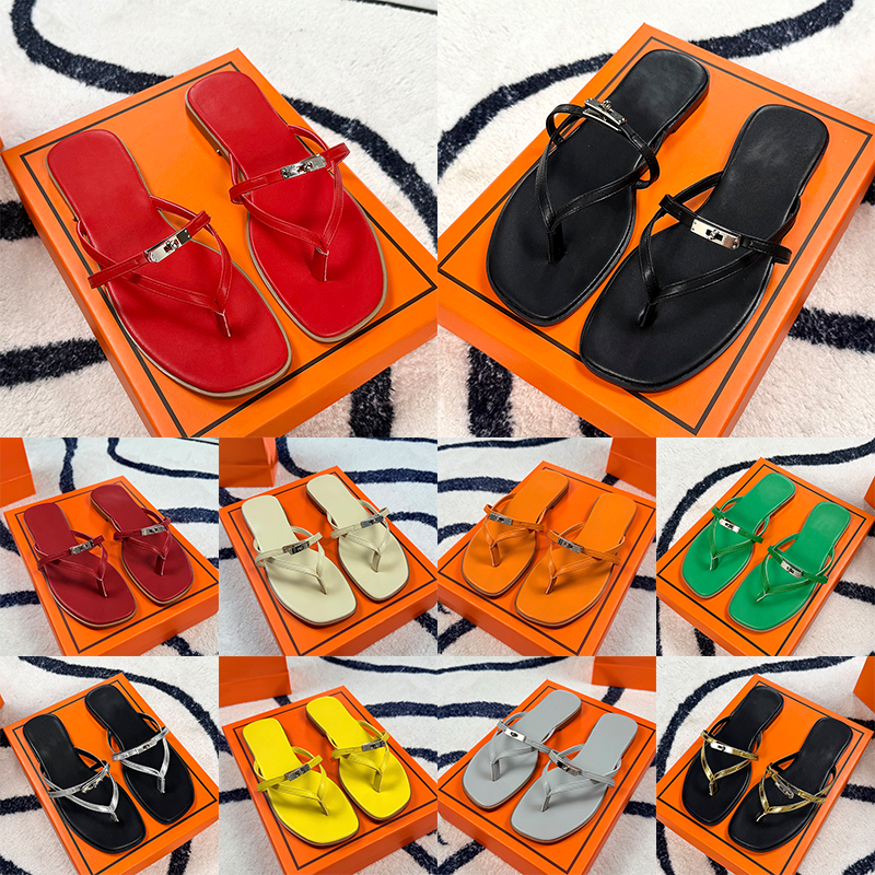 Free shipping with box miss sandal designer slippers for women classic brown leather flat sandals luxury womens flip flops trendy comfortable slides
