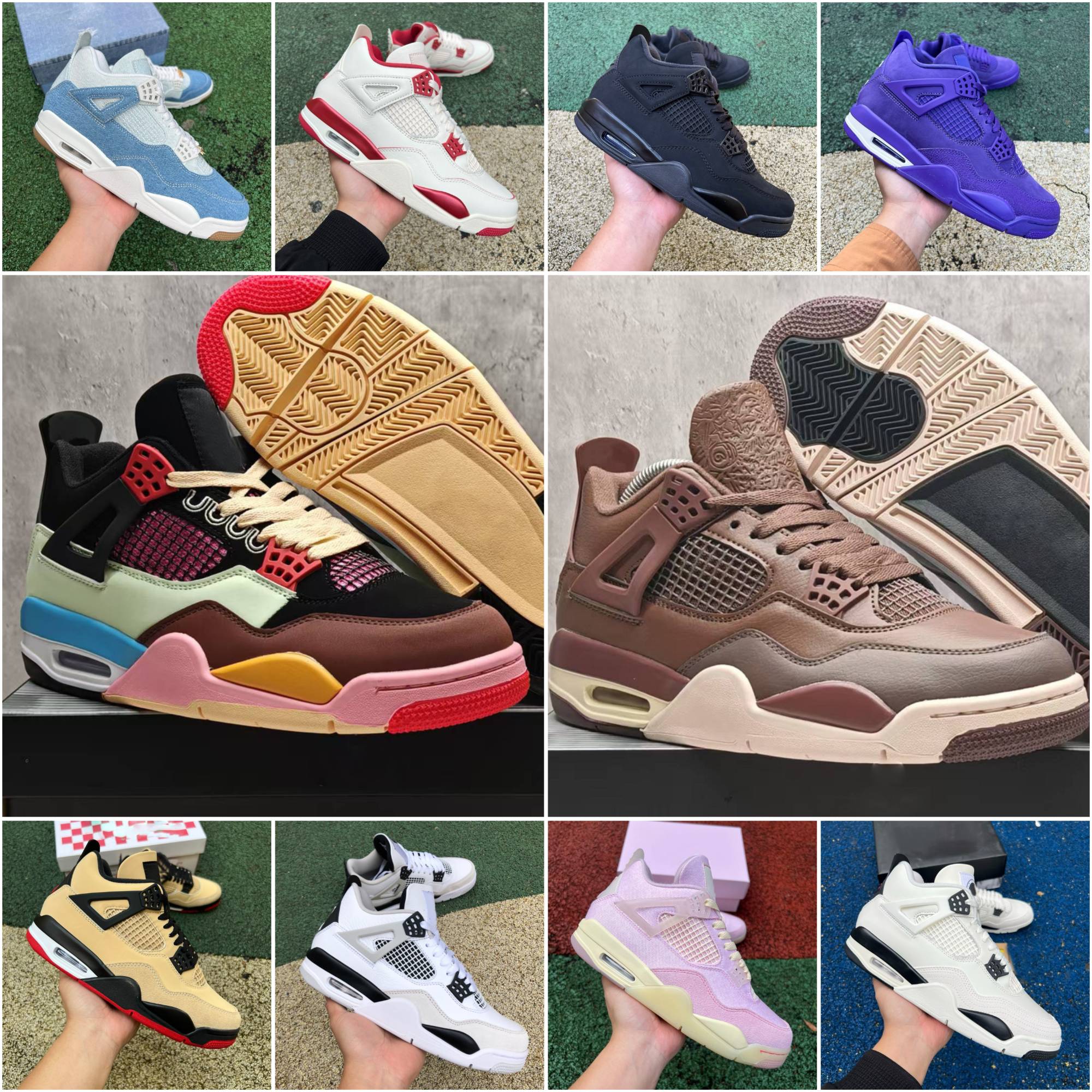 2026 Designer 4 4s Mens Basketball shoes j4 Mans Womens Denim Worn Blue Panda Military Black Cat Purple Thunder Cool Grey Bred Forget Me Not Cozy Gi