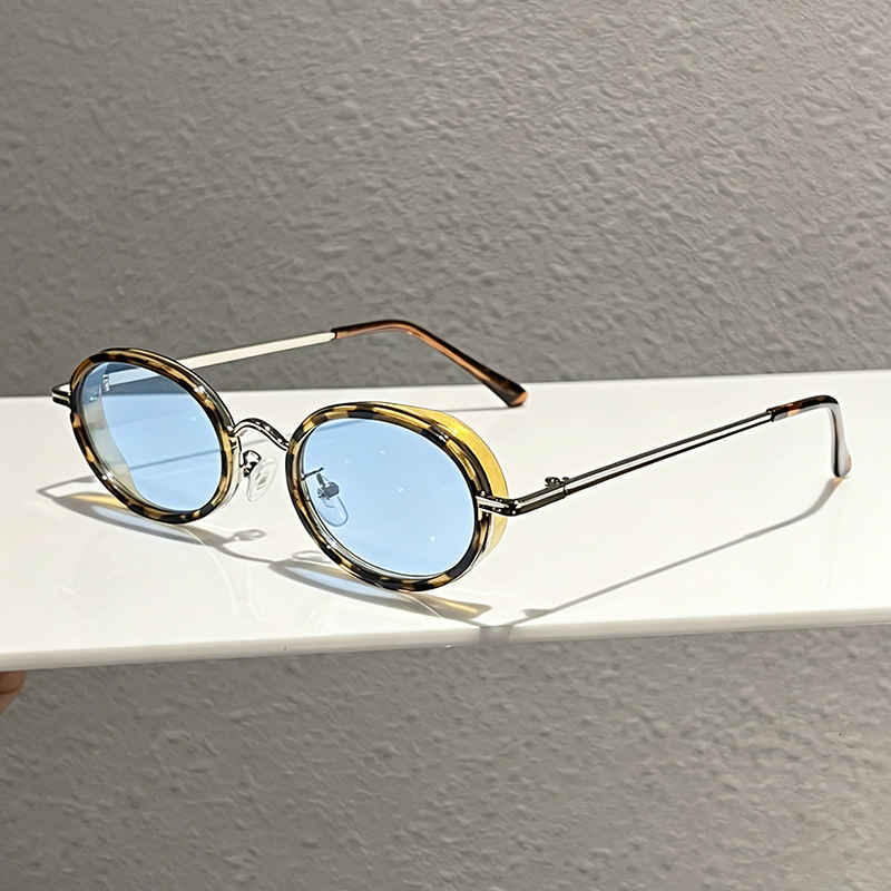 High quality Fashionable Korean-style retro oval metal niche high-end stylish sunglasses, UV protection small-framed glasses