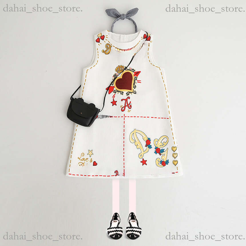 New 2026 Kids Clothing Spring New Fashion Foreign Trade Childrens Clothing Girlsprinted Vest European And American Princess Dress Correct Style