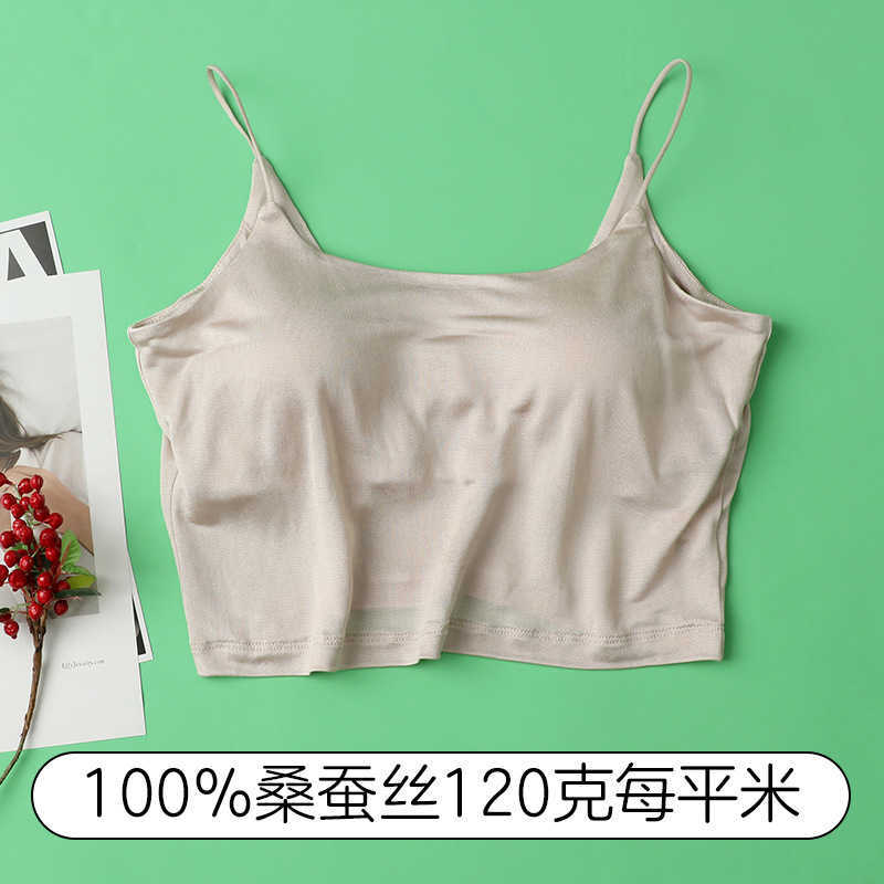 100 Mulberry Silk True Silk No Underwear Needed Camisole Loose Base Layer Anti-Exposure Tube Top Bra Summer L260612
