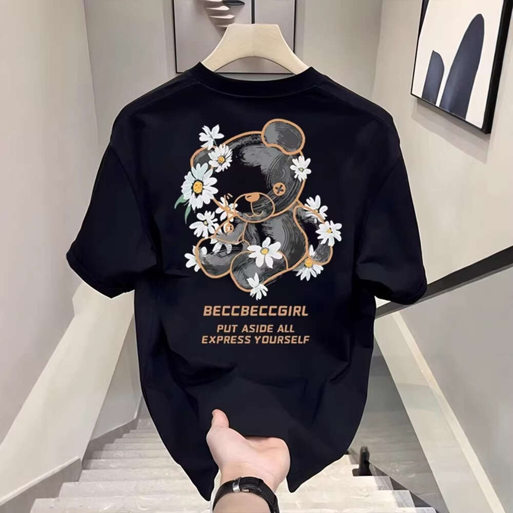 Designer Men'S Printed Pure Cotton T-Shirt Men'S American Style T-Shirt For Daily Wear Trendy Ins Summer New Fashionable Unisex Crew Neck