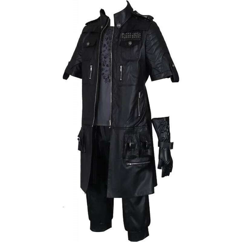 Poetic Walk Mens Outfit Cosplay Whole Costume Leather Jacket Cloak Pants Uniform Suit Halloween